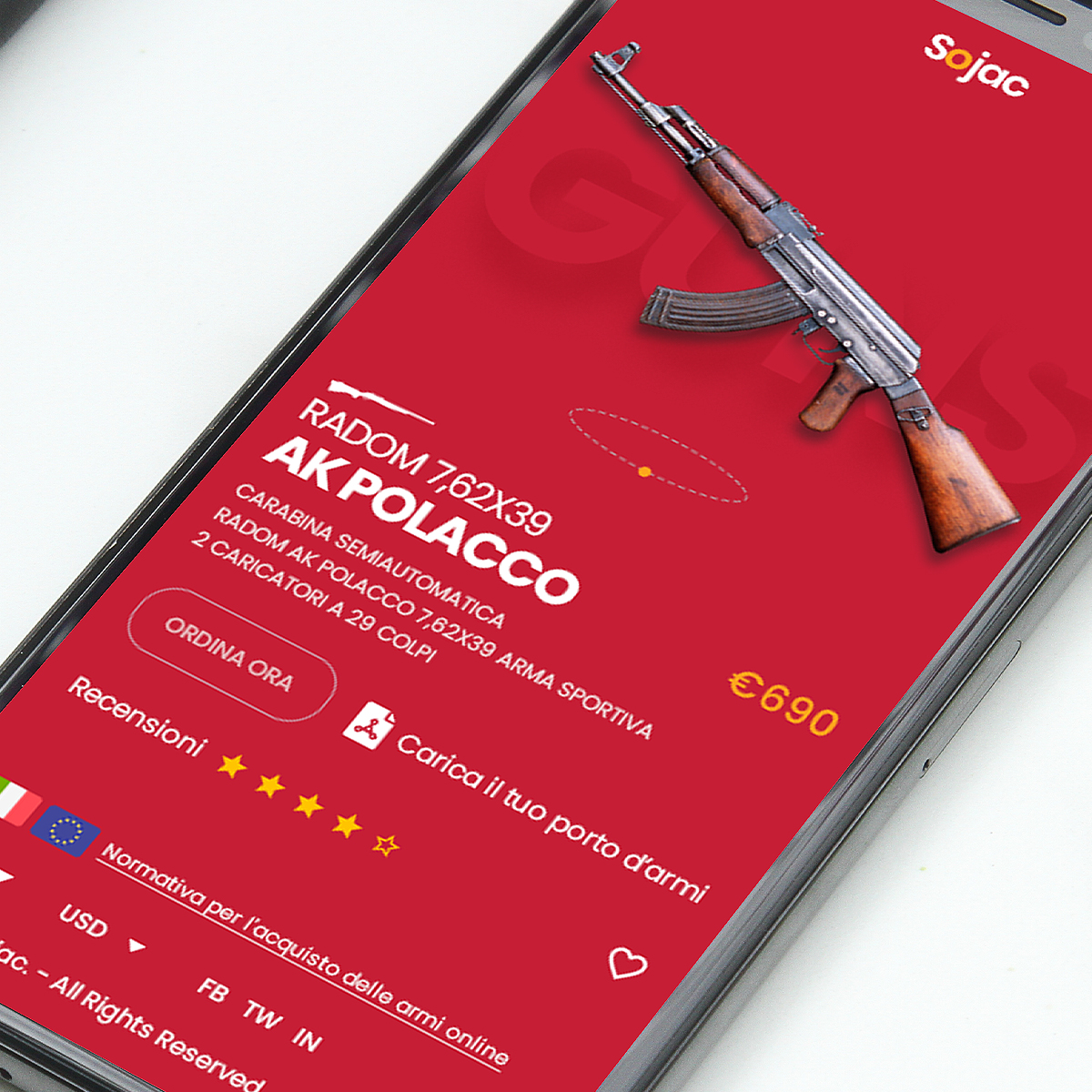 Negozio online per il settore armi.